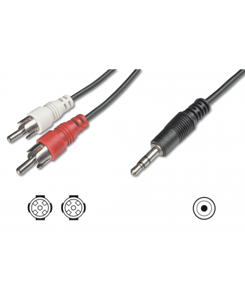 assmann electronic ASSMANN Audio adapter cable stereo 3.5mm - 2x RCA 1.50m CCS 2x0.10/10 shielded M/M Kolor: CZARNY