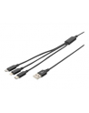 assmann electronic ASSMANN USB Charger cable USB A - Lightning+micro B+Type-C 1m 3in1 cable cotton CE bl - nr 1