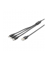 assmann electronic ASSMANN USB Charger cable USB A - Lightning+micro B+Type-C 1m 3in1 cable cotton CE bl - nr 39