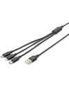 assmann electronic ASSMANN USB Charger cable USB A - Lightning+micro B+Type-C 1m 3in1 cable cotton CE bl - nr 3