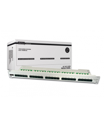 DIGITUS CAT 3 ISDN Patch Panel unshielded 25-port RJ45 8P4C LSA 1U rack mount color grey RAL 7035