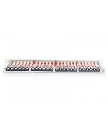 DIGITUS CAT 6A Class EA patch panel shielded 0.5U 24-port RJ45 incl. dust cover 8P8C color grey RAL 7035