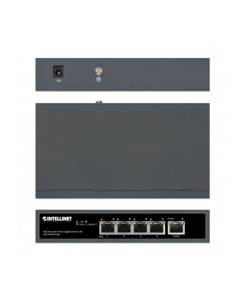 INTELLINET PoE-Powered 5-Port Gigabit Switch with PoE Passthrough One PoE++/4PPoE PD PoE Port with 95W Four PSE PoE ports up to 65W nr 1