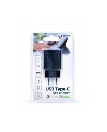 GEMBIRD TA-UQC3-03 Szybka ładowarka Power Delivery USB typu C 18W czarna
