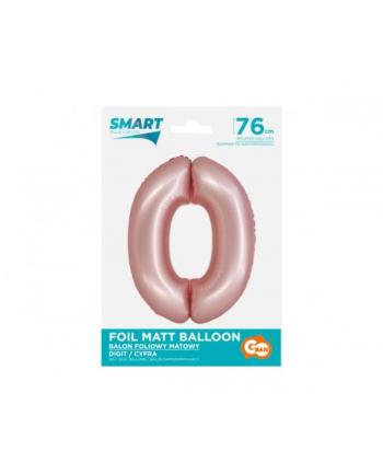 Balon foliowy SMART cyfra 0, różowa matowa, 76 cm GoDan