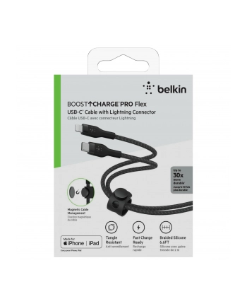 belkin Kabel BoostCharge USB-C/Lightning Silikonowy w oplocie 2m czarny nr 1
