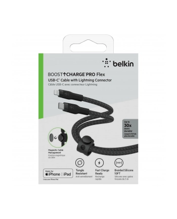 belkin Kabel BoostCharge USB-C/Lightning Silikonowy w oplocie 3m czarny nr 1