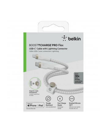 belkin Kabel BoostCharge USB-C/Lightning Silikonowy w oplocie 3m biały nr 2
