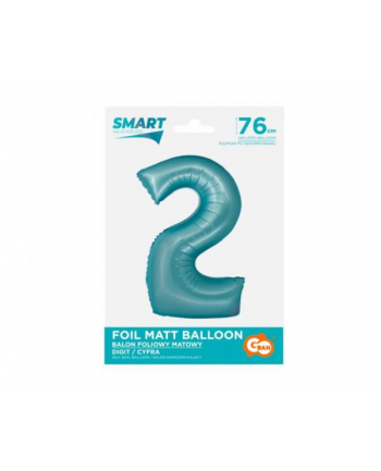 Balon foliowy Smart, Cyfra 2, j. niebieska matowa, 76 cm GoDan