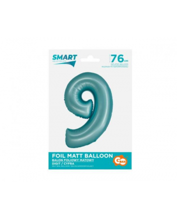 Balon foliowy Smart, Cyfra 9, j. niebieska matowa, 76 cm GoDan