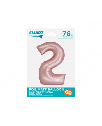 Balon foliowy Smart, Cyfra 2, j. różowa matowa, 76 cm GoDan