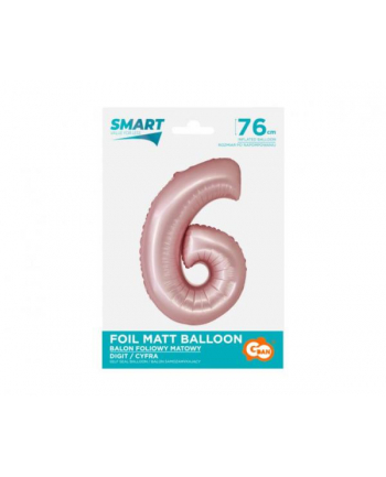 Balon foliowy Smart, Cyfra 6, j. różowa matowa, 76 cm GoDan