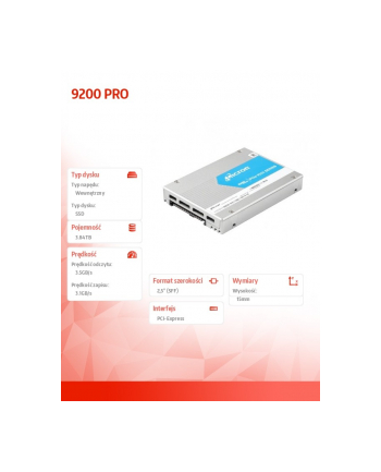 micron Dysk SSD 9200 PRO 3.84TB NVMe U.2 2.5