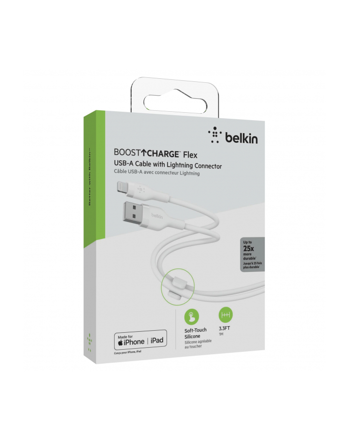 belkin Kabel BoostCharge USB-A do Lightning silikonowy 1m, biały główny