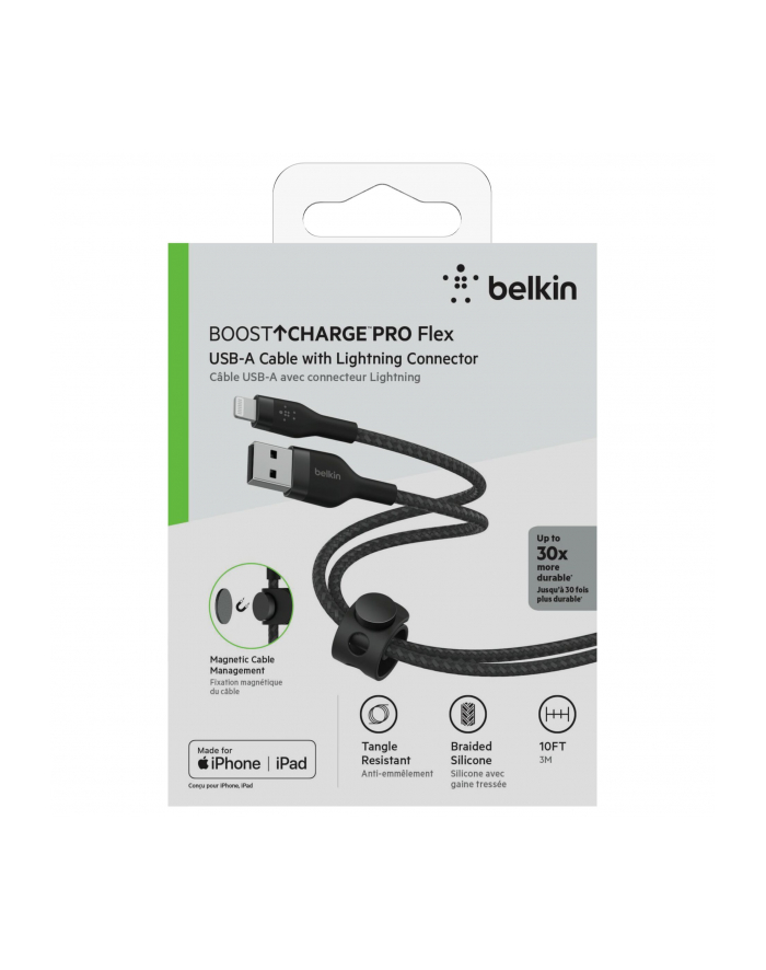 belkin Kabel BoostCharge USB-A do Lightning silikonowy 3m, czarny główny