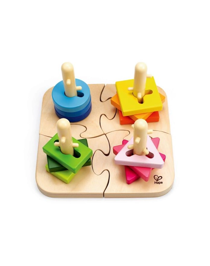 HAPE Zabawka drewniana kreatywna układanka 4 haczyki E0411 główny