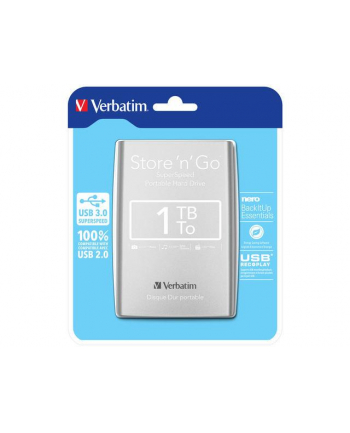 Verbatim dysk zewnętrzny Store 'n' Go 2.5'', 1TB, USB 3.0, Srebrny