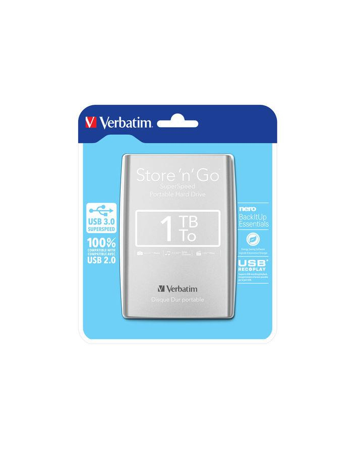 Verbatim dysk zewnętrzny Store 'n' Go 2.5'', 1TB, USB 3.0, Srebrny główny