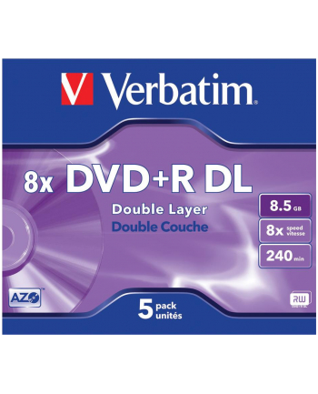 Verbatim double layer DVD+R 8.5GB 8X matte silver/AZO jewel box-43541 5-pack