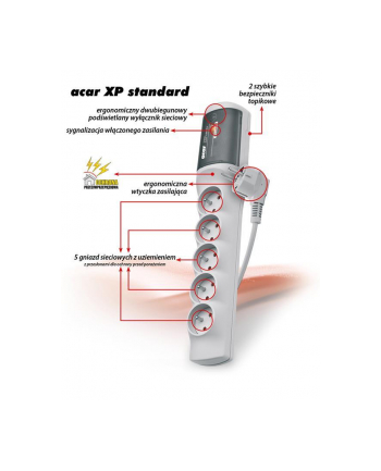 ''LISTWA ZASILAJĄCA ACAR XPROTECTOR STANDARD 1,5M SZARY''