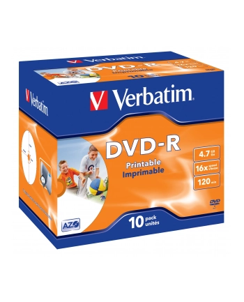 Verbatim DVD-R 4.7GB 16X AZO jewel box WIDE PRINTABLE - 43521 nr 1