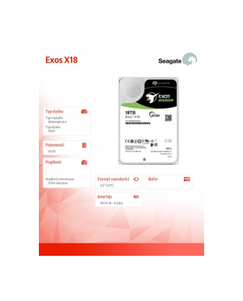 seagate Dysk Exos X18 10TB 4Kn SATA 3,5 ST10000NM018G