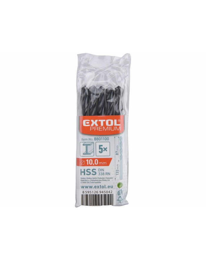 Extol Premium Wiertła Do Stali Hss 5Szt 10,0 L=133 L1=87 8801100 główny