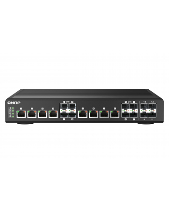 Qnap QSW-IM1200-8C 12-portowy przełącznik 4x 10GbE SFP+, 8x 10GbE SFP+/RJ45, 1 x 1GbE do zarządzania (QSWIM12008C)