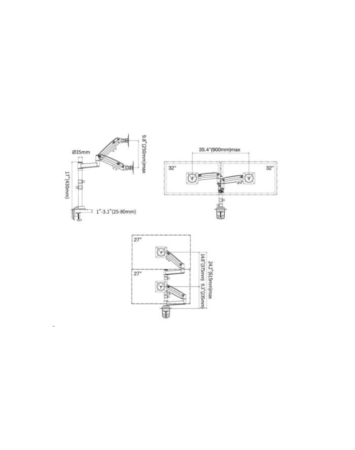 Fiber Novelty Nb Solidny Obrotowy Uchwyt Biurkowy Na Sprężynie Gazowej Do Dwóch Monitorów Lcd Led 22 główny