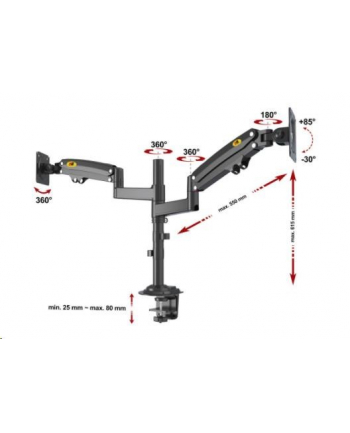 Fiber Novelty Nb Solidny Obrotowy Uchwyt Biurkowy Na Sprężynie Gazowej Do Dwóch Monitorów Lcd Led 22 nr 2