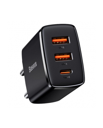 Baseus Ładowarka sieciowa Compact Quick Charger 2xUSB USB-C PD 3A 30W (czarna)