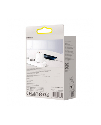 Baseus Ładowarka sieciowa Compact Quick Charger 2xUSB USB-C PD 3A 30W (biała) nr 2