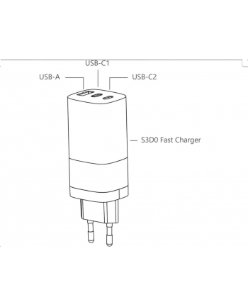 Ładowarka sieciowa CubeNest 1xUSB 2x USB-C PD 65W Czarny