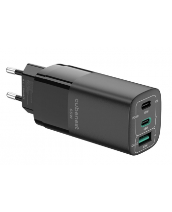 Ładowarka sieciowa CubeNest 1xUSB 2x USB-C PD 65W Czarny