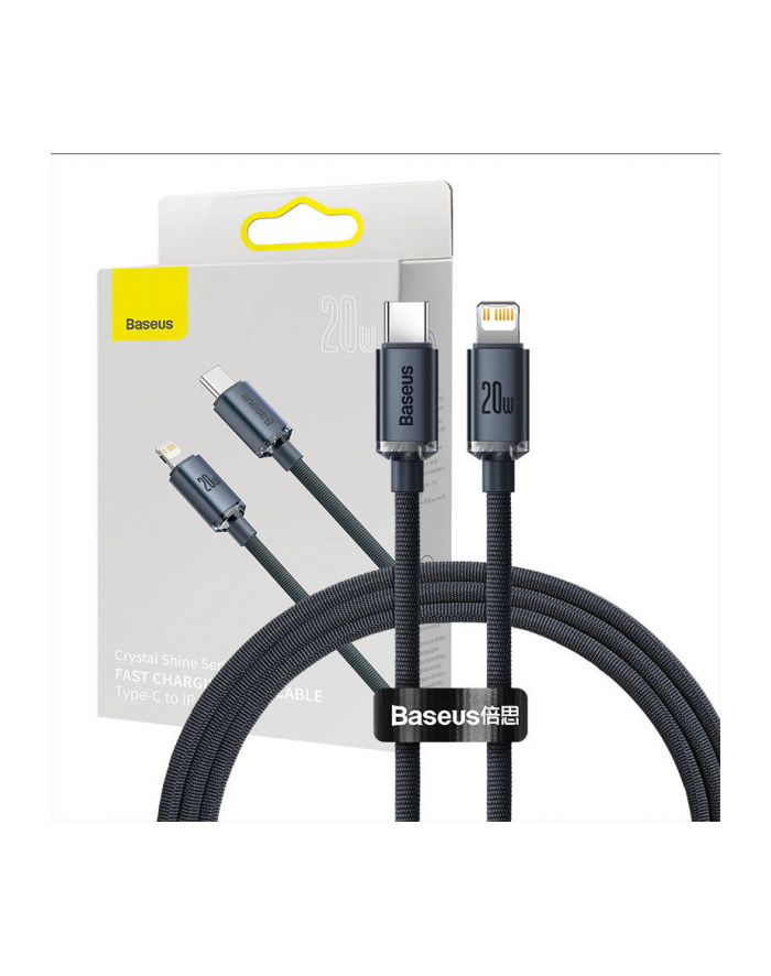 BASEUS Crystal Kabel USB-C Lightning PD 20W 1,2m - czarny główny