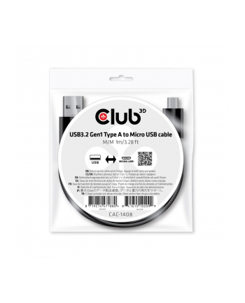 CLUB 3D  KABEL USB CLUB3D CAC-1408 (USB 3.2 GEN1 TYPE-A TO MICRO USB CABLE M/M 1M)  (CAC1408)