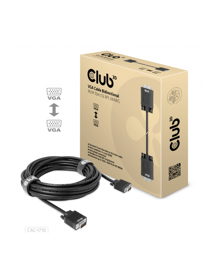 Club 3D Club3D kabel VGA, M/M, 28AWG, 10m (CL3) główny