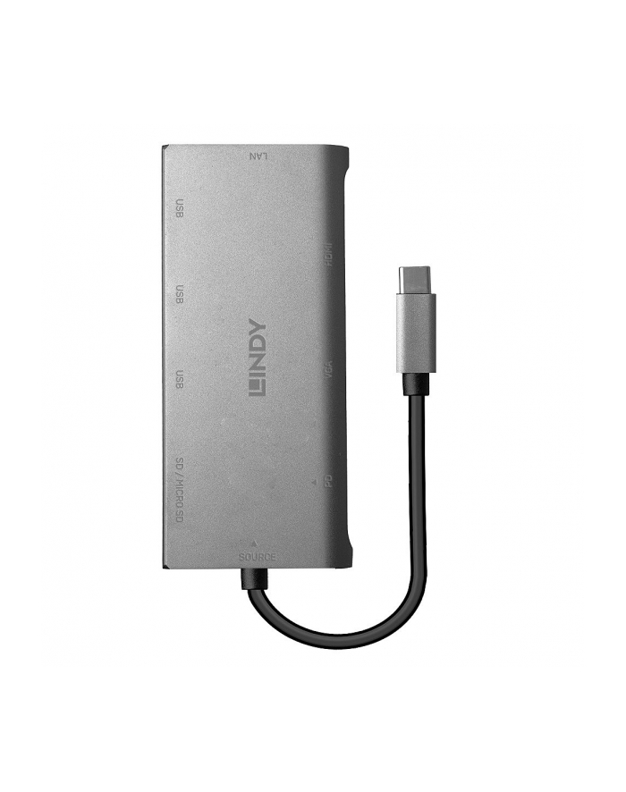 LINDY KONWERTER USB-C™  43278 USB 3.1 TYP C MULTI-PORT KONVERTER, [1X ZŁĄCZE MĘSKIE USB-C™ - 9X ZŁĄCZE ŻEŃSKIE USB-C™, ZŁĄCZE ŻEŃSKIE VGA, ZŁĄCZE ŻEŃS główny