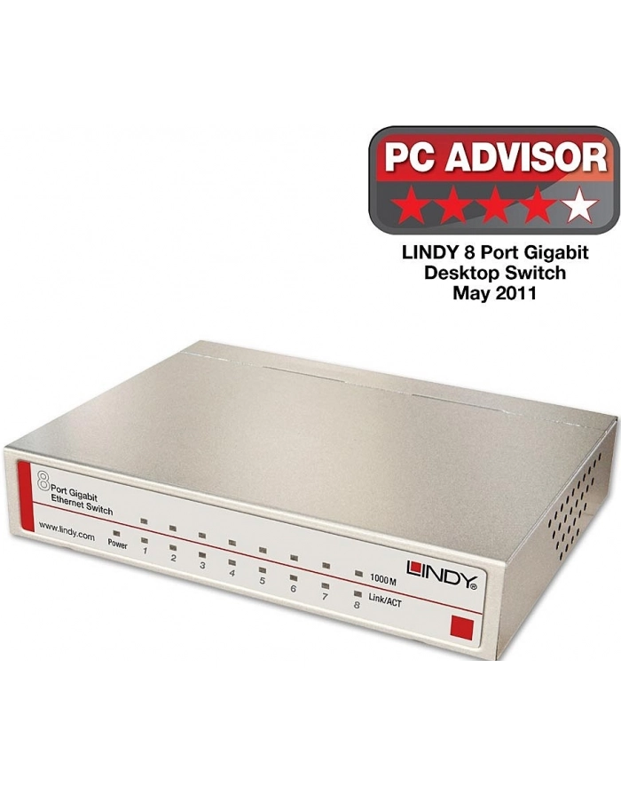 Lindy Network Switch - Gigabit, Desktop, 8 Port, 10/100/1000 (25045) główny