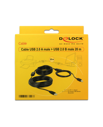 Delock Kabel USB A-B M-M 20 m czarny (83557)