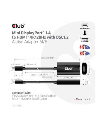 CAC-1186 Aktywny adapter Mini DisplayPort 1.4 na HDMI 4K 120Hz