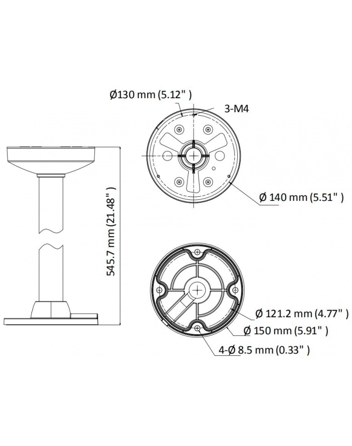 Hikvision Uchwyt Ds-1271Zj-140-Dm45 Do Montażu Kamer W Suficie Aluminium Φ140×545Mm główny