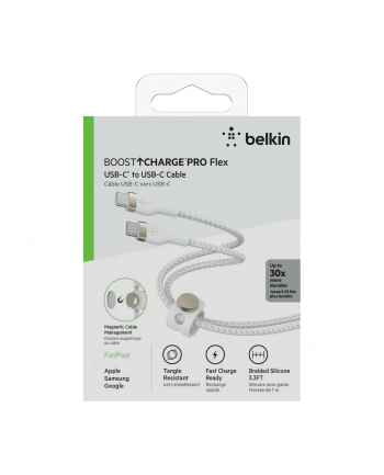 belkin Kabel BoostCharge USB-C/USB-C silikonowy w oplocie 1m, biały nr 1