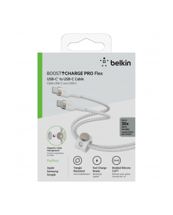 belkin Kabel BoostCharge USB-C/USB-C silikonowy w oplocie 1m, biały