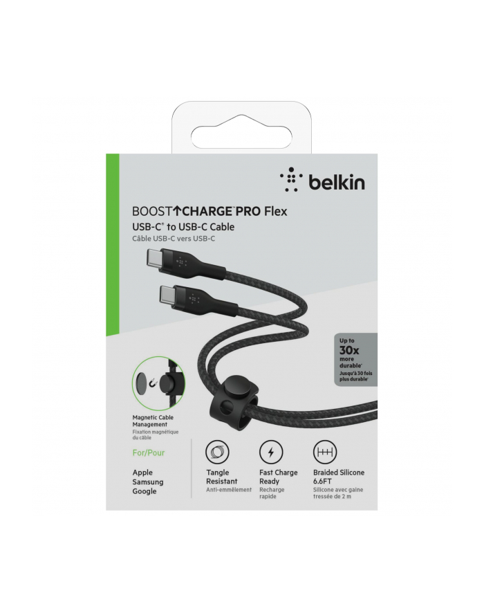 belkin Kabel BoostCharge USB-C/USB-C silikonowy w oplocie 2m, czarny główny
