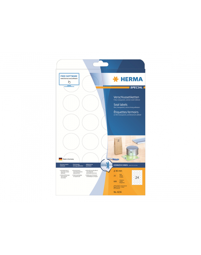 Herma Etykiety samoprzylepne fi 40mm 4236 główny