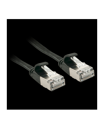 Lindy 47485 Kabel sieciowy (skrętka) RJ45 Cat.6a U/FTP, płaski, Czarny - 10m