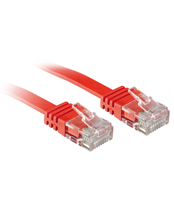 Lindy 47510 Kabel sieciowy (skrętka) RJ45 Cat.6 U/UTP, płaski, Czerwony - 0,3m