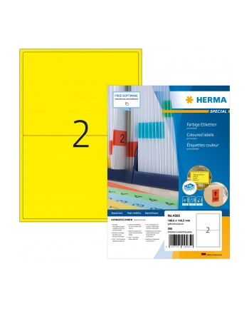 Herma Kolorowe Etykiety A4, 199,6 X 143,5 Mm, Żółty, Trwała Przyczepność - 4565 nr 1
