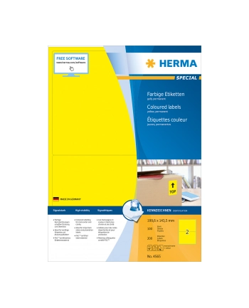 Herma Kolorowe Etykiety A4, 199,6 X 143,5 Mm, Żółty, Trwała Przyczepność - 4565 nr 2